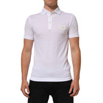 Dolce & Gabbana White Collared Short Sleeves Polo T-shirt for men, featuring classic design and logo details, 100% cotton, made in Italy.