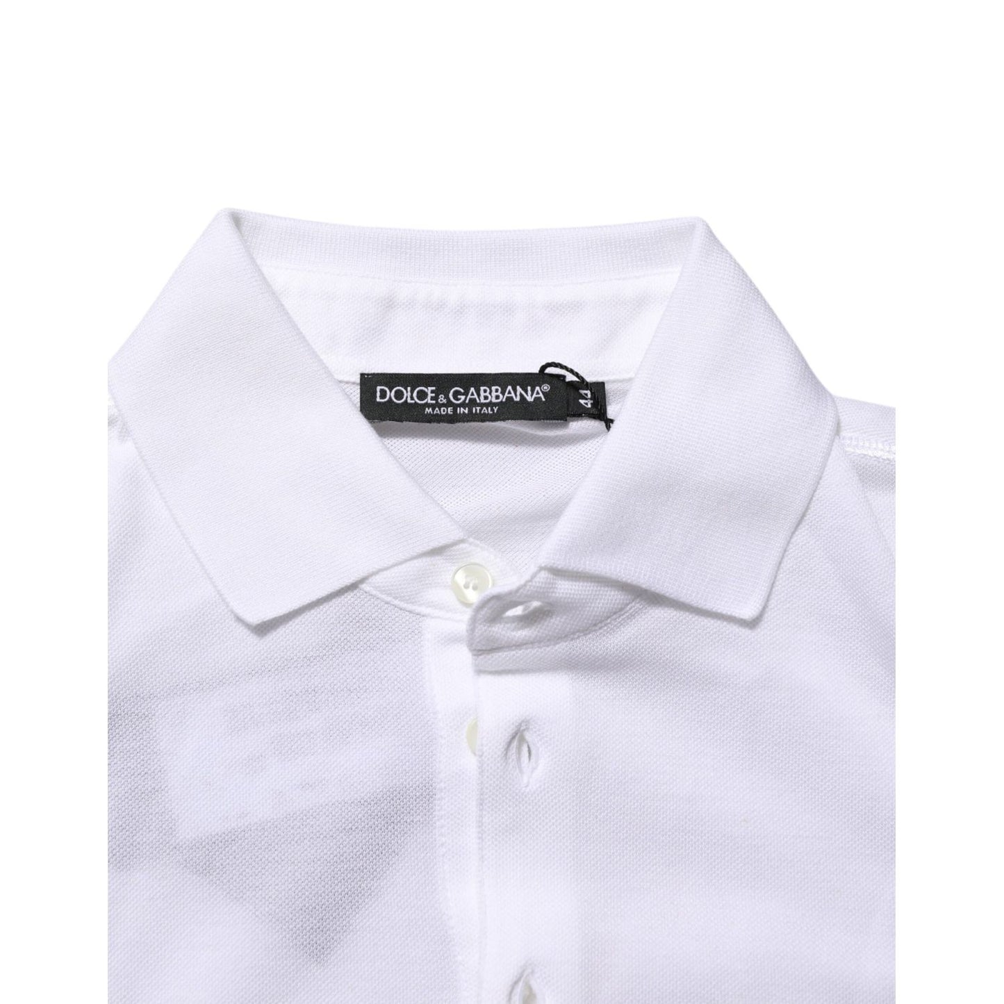 Dolce & Gabbana White Collared Short Sleeves Polo T-shirt with button closure and logo details, made of 100% cotton.