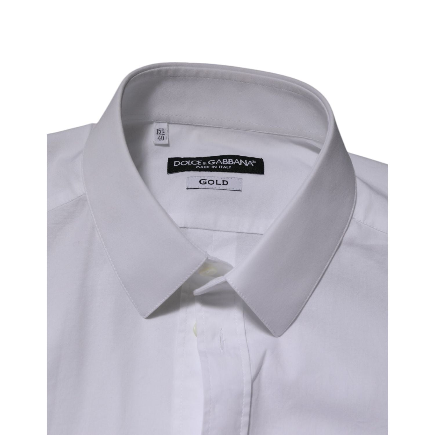 Dolce & Gabbana White Cotton GOLD Long Sleeves Formal Men Shirt
