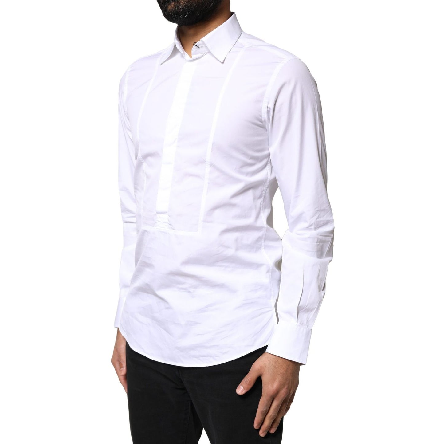 Dolce & Gabbana White Cotton Long Sleeves Formal Dress Shirt