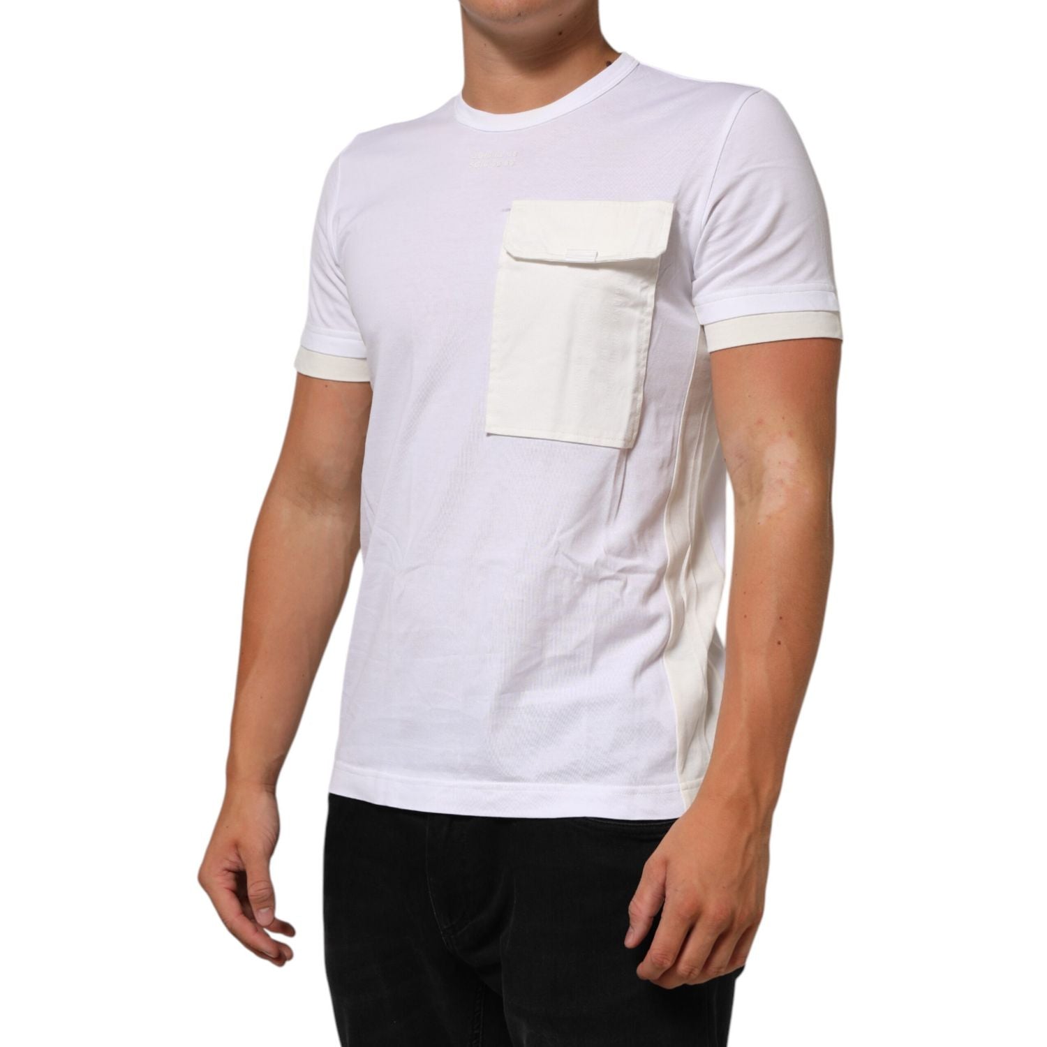 Dolce & Gabbana White Cotton Pocket Crew Neck Men Tee T-shirt