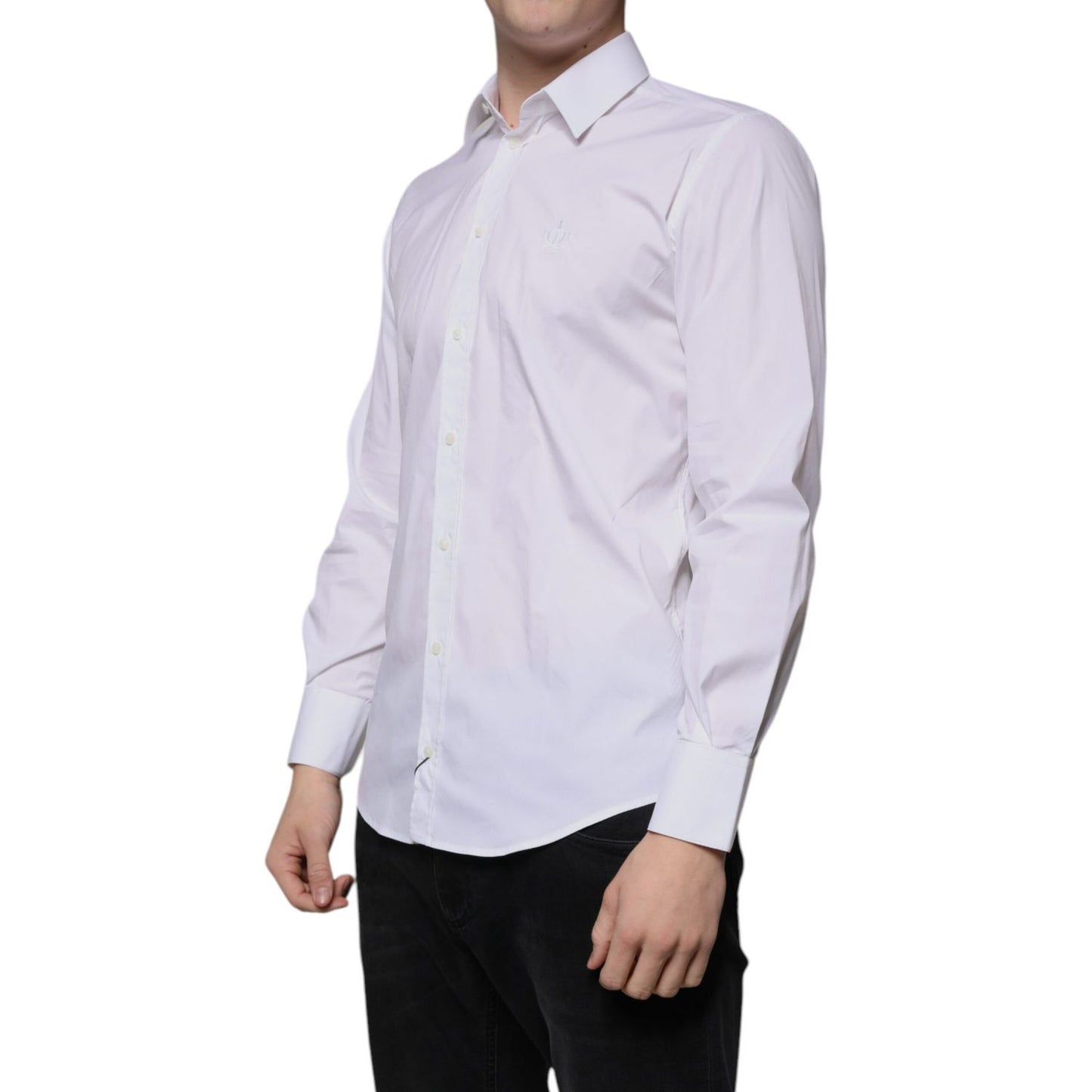 Dolce & Gabbana White Cotton Slim Fit Men MARTINI Dress Shirt