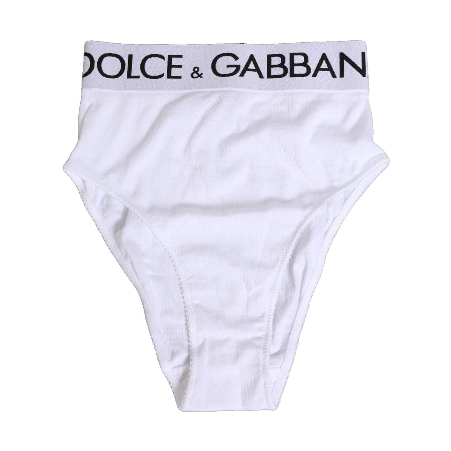 Dolce & Gabbana white cotton stretch high-waist panty underwear, luxury Italian design, comfortable fit, elegant logo detail.