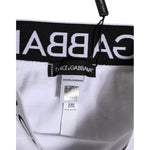Close-up of Dolce & Gabbana high waist white panty showing label and logo waistband, made in Italy.
