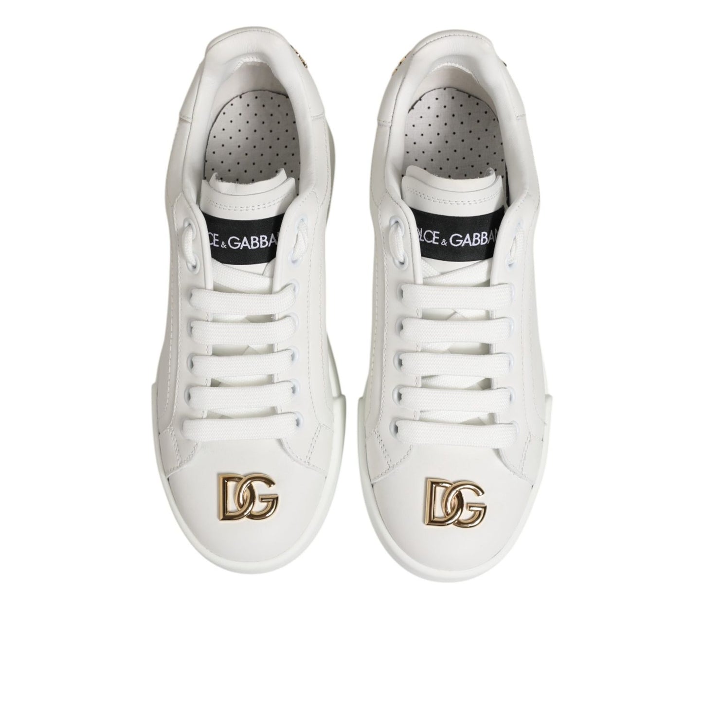 Dolce & Gabbana White DG Leather Low Top Sneakers Shoes