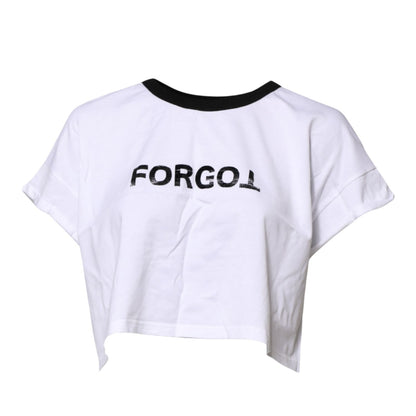 Dolce & Gabbana White Graphic Print Crew Neck Cropped T-shirt