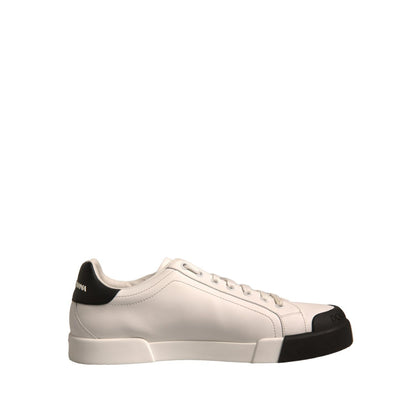Dolce & Gabbana White Leather Logo Portofino Sneakers Shoes
