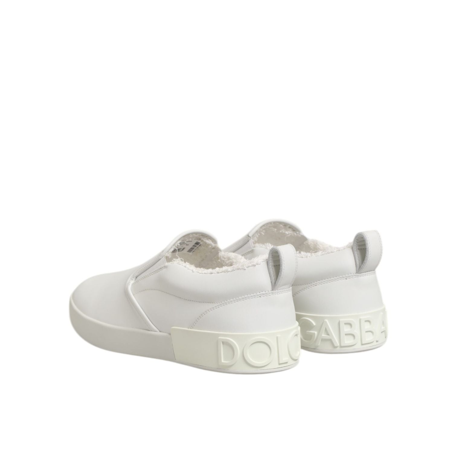 Dolce & Gabbana White Leather Low Top Slip On Sneakers Shoes