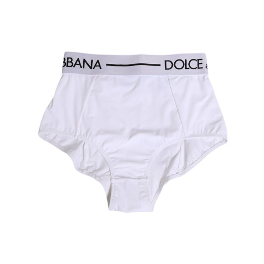 Dolce & Gabbana White Nylon Logo Waistband Coulotte Underwear featuring sleek design and brand logo, made in Italy.