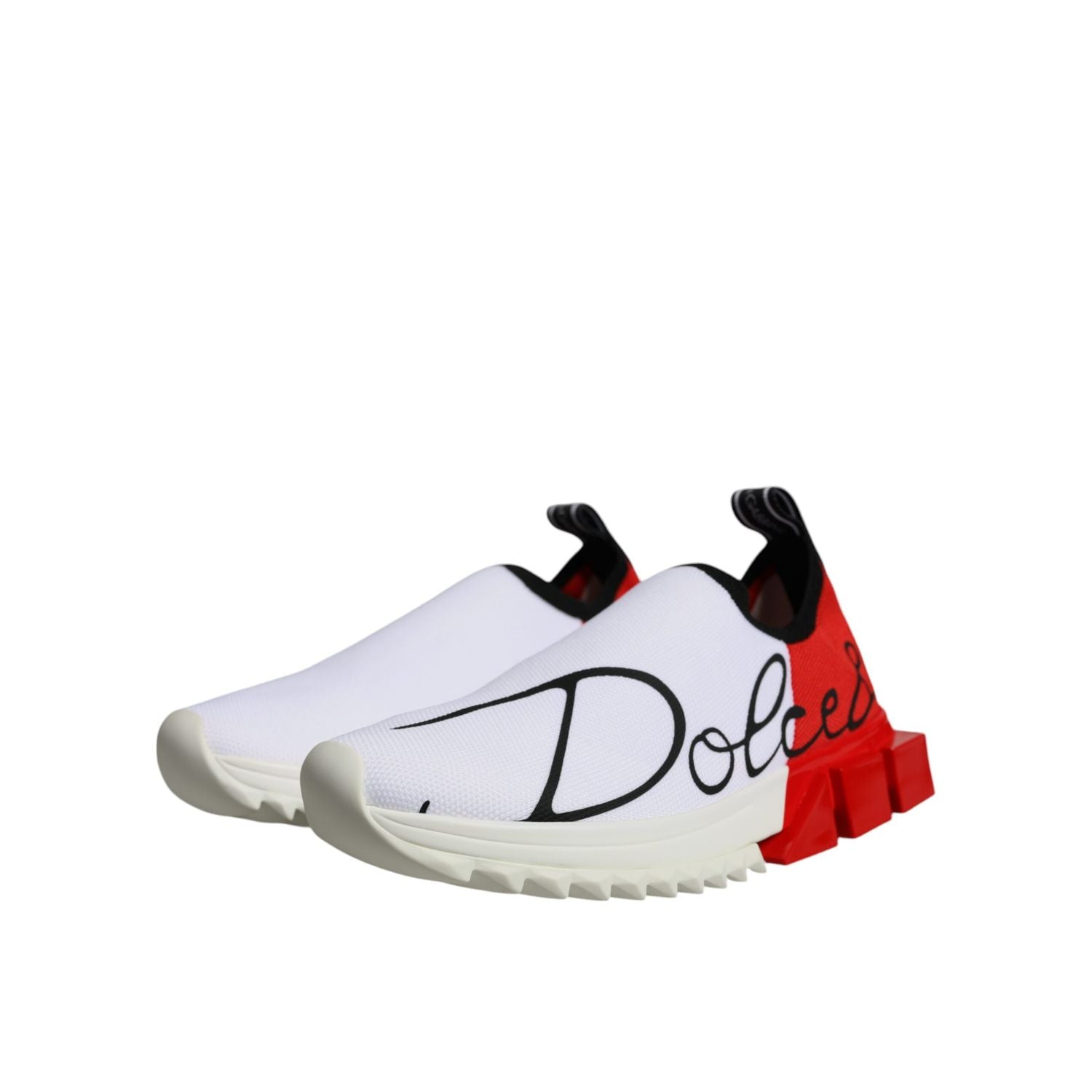 Dolce & Gabbana White Red Low Top Sorrento Men Sneakers Shoes