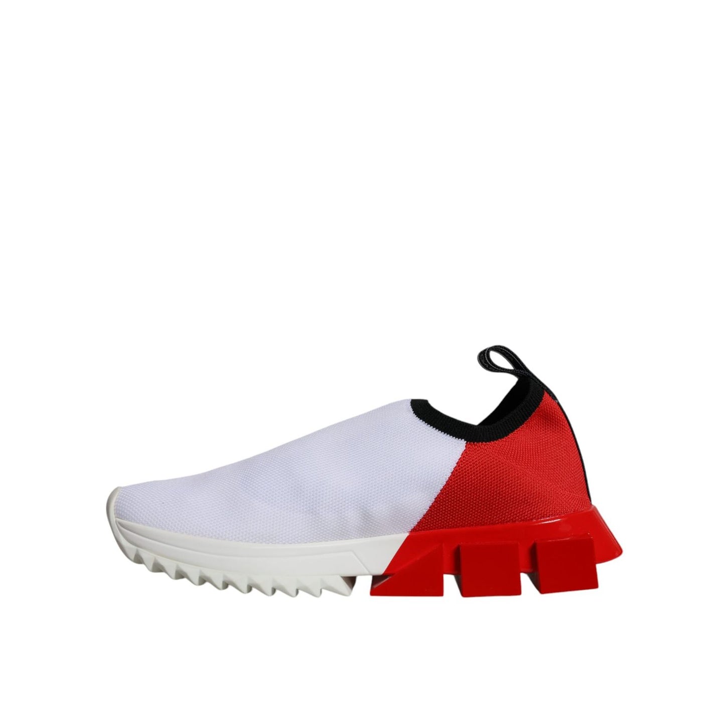 Dolce & Gabbana White Red Low Top Sorrento Men Sneakers Shoes with minor defect on left shoe. Exclusive Italian design.