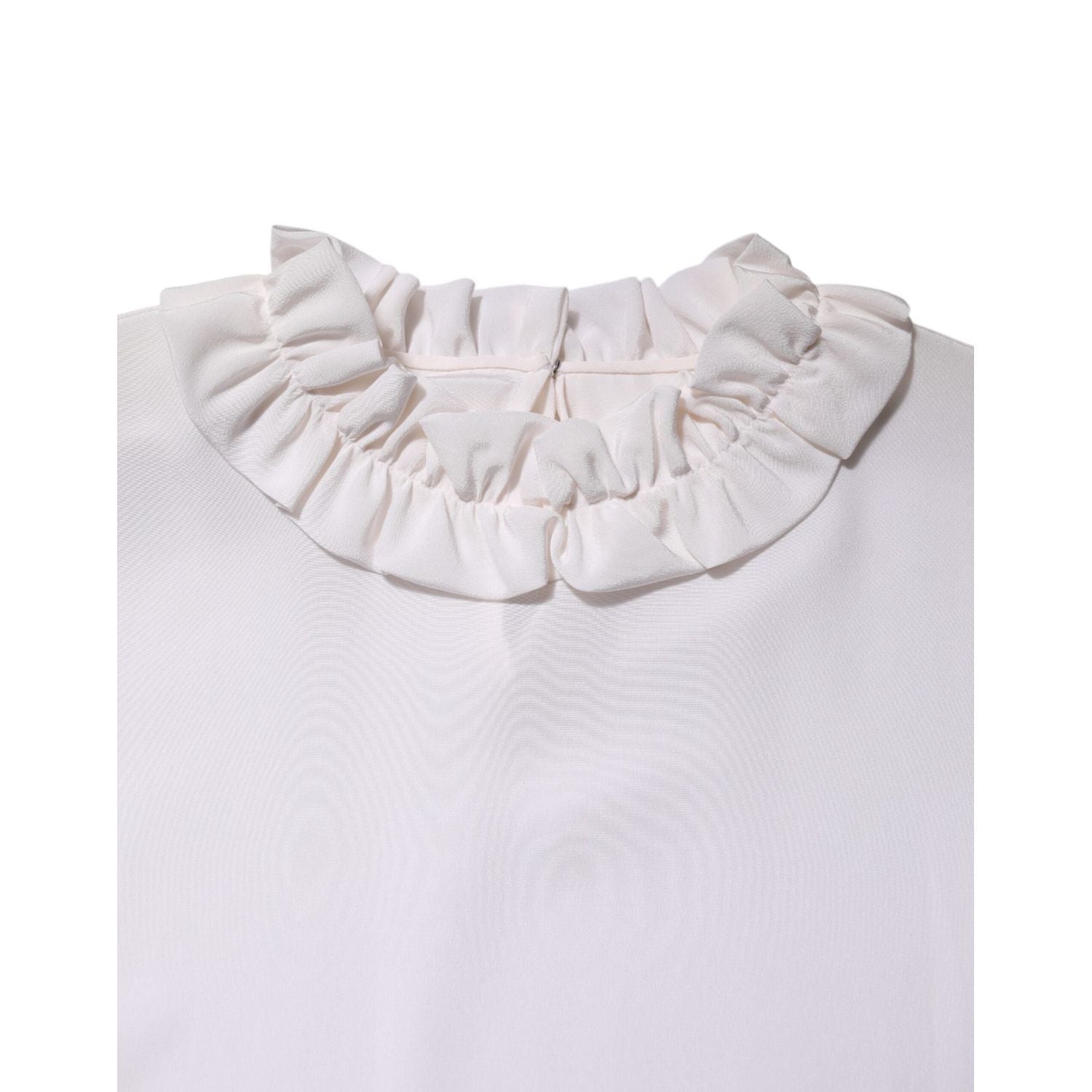 Dolce & Gabbana White Ruffled Neckline Blouse Pullover Top