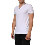 Dolce & Gabbana White Short Sleeves Deep V-Neck Men T-shirt, classic design, regular fit, made in Italy, cotton blend, comfortable and stylish.