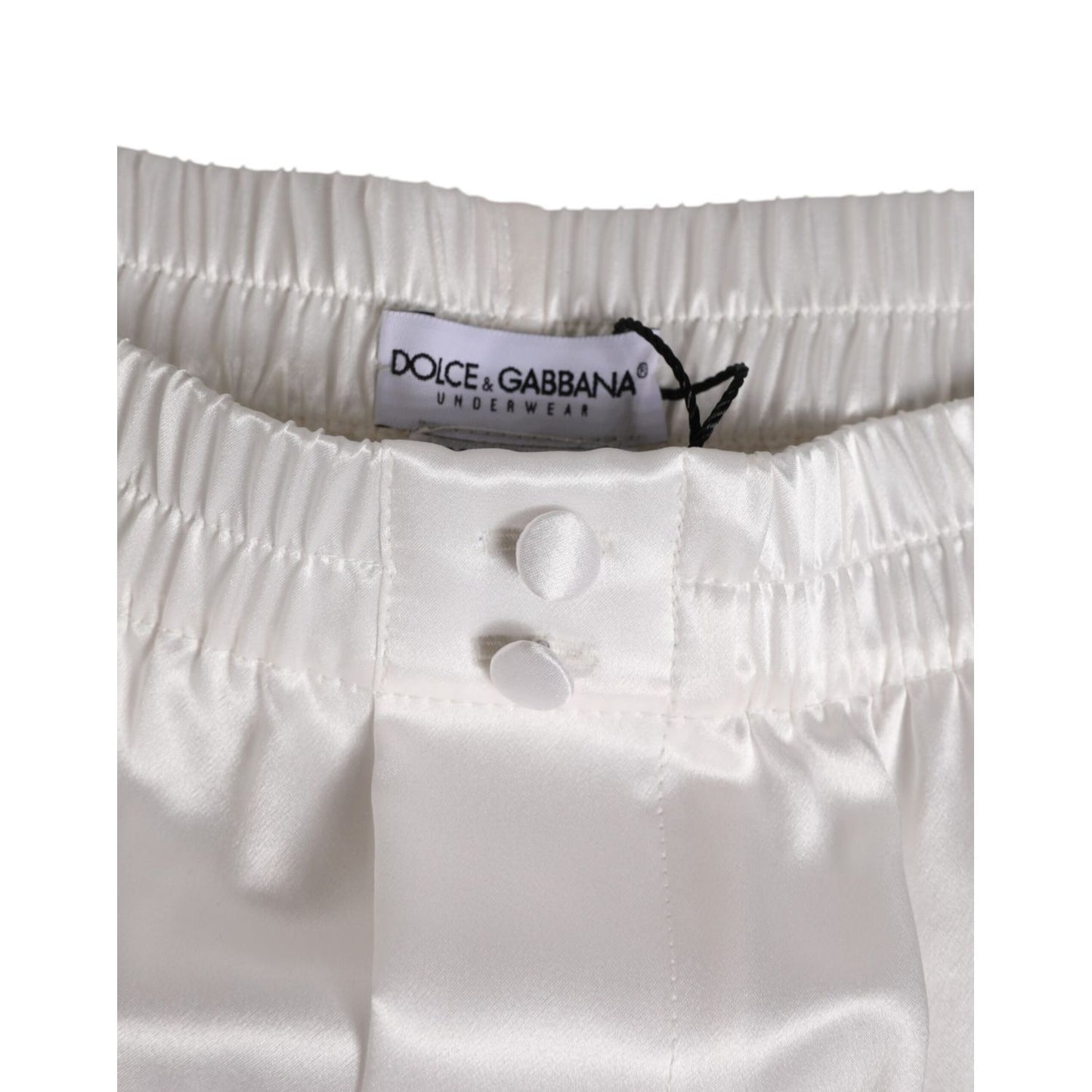 Dolce & Gabbana White Silk Satin Elastic Men Boxer Short Swimwear