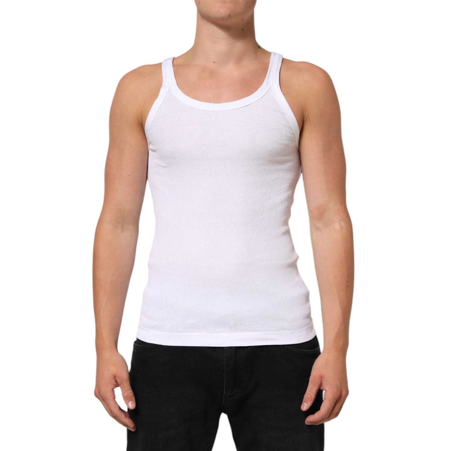 Dolce & Gabbana White Sleeveless Round Neck Tank Top T-shirt