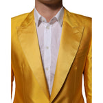 Dolce & Gabbana Yellow 2 Piece Silk Blend Men Suit SICILIA with satin finish and sharp silhouette.
