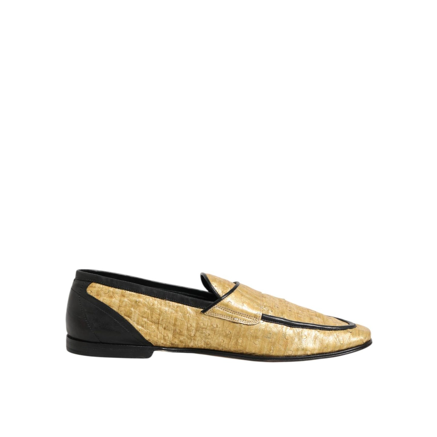 Dolce & Gabbana Yellow Black Leather Slip On Loafers Shoes