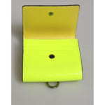 Dolce & Gabbana Yellow Green Bifold DG Logo Neck Strap Cardholder Wallet open view