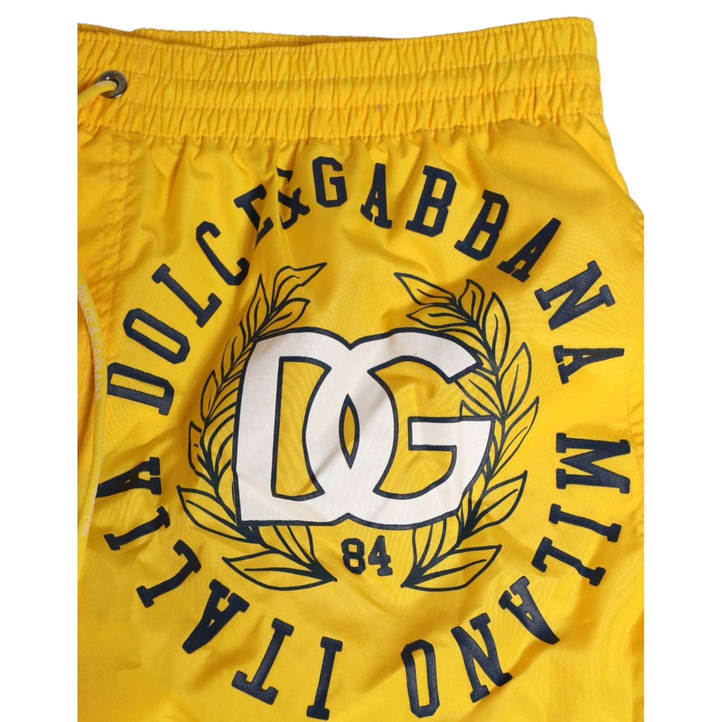 Dolce & Gabbana Yellow Nylon Logo Print Men Boxer Short Swimwear with DG logo detail