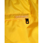 Dolce & Gabbana Yellow Nylon Logo Print Men Boxer Short Swimwear with zipper detail