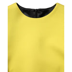 Dolce & Gabbana Yellow Viscose Acetate Mini Long Sleeve Dress close-up of neckline and zipper.