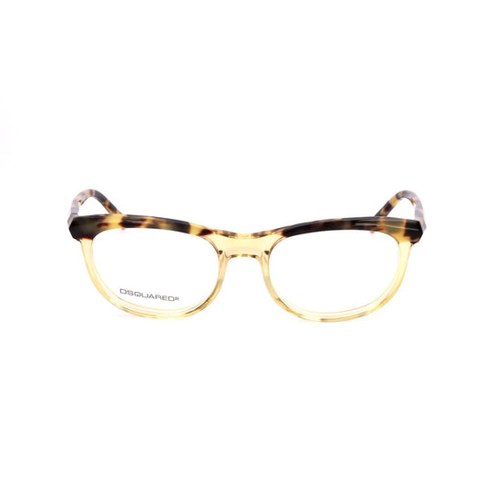 Dsquared² Bicolor Acetate Frames in havana color, unisex glasses, model DQ503356A with 51/18/140 mm dimensions.