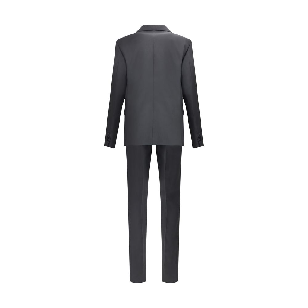 Back view of Dsquared² Black Fleece Wool Two-Piece Suit showcasing blazer and trousers.