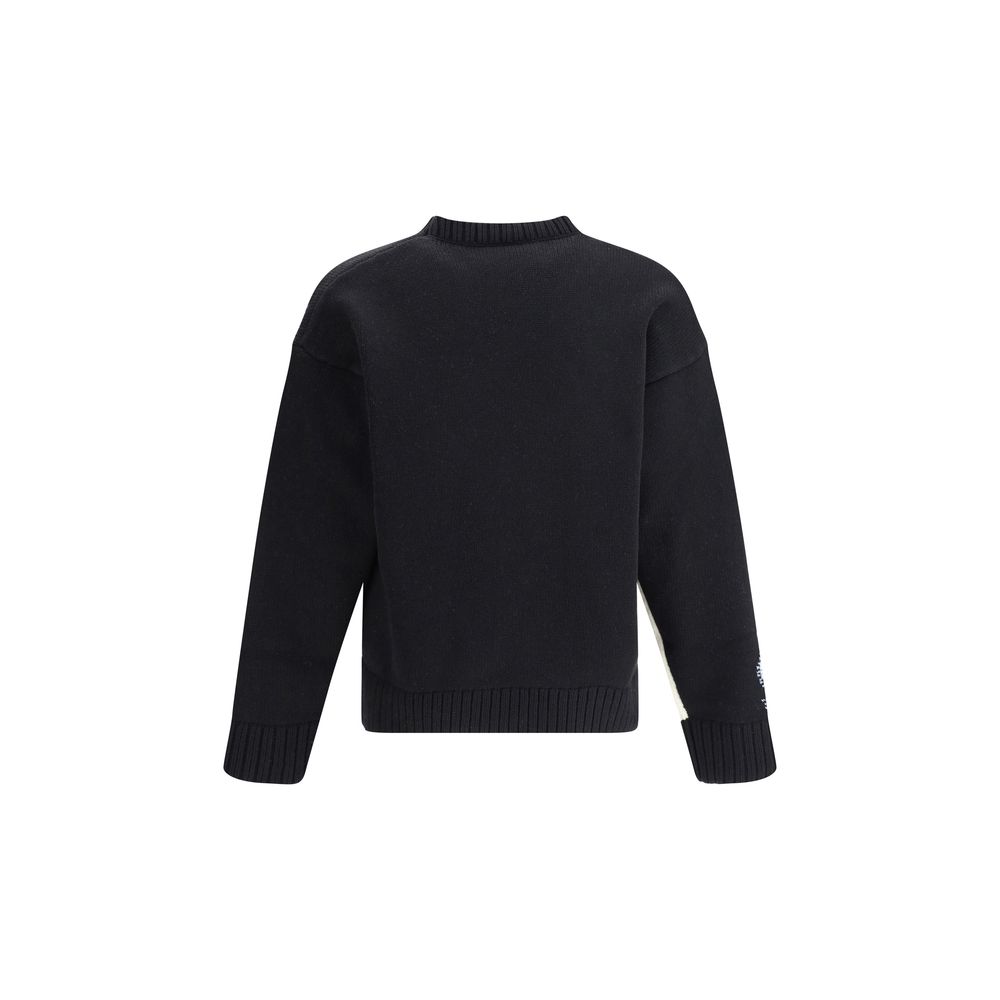 Rear view of Dsquared² Black Wool Sweatshirt with ribbed cuffs and hem, fine knit design, oversized fit in modern style.