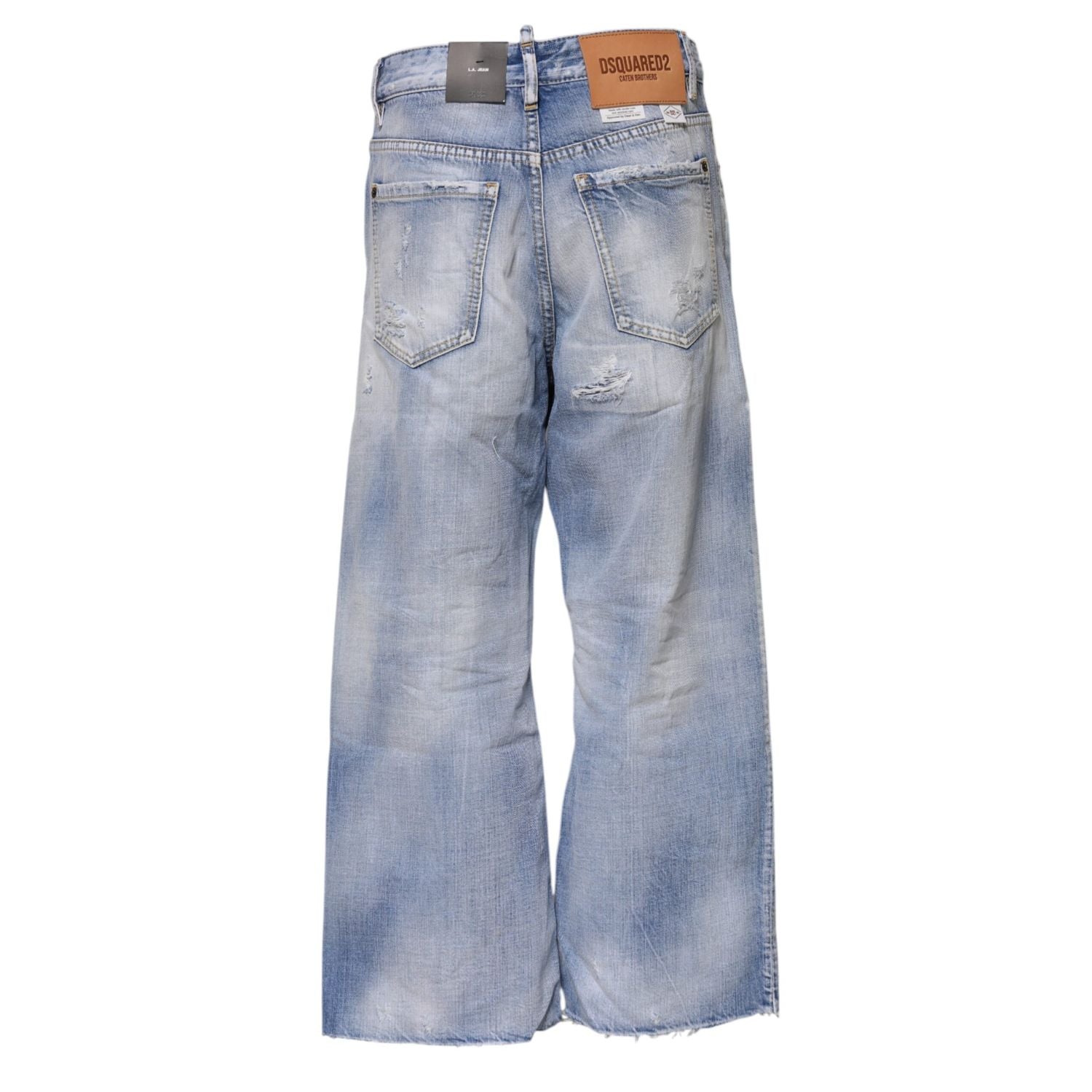 Dsquared² Blue Washed High Waist Wide Leg Jeans
