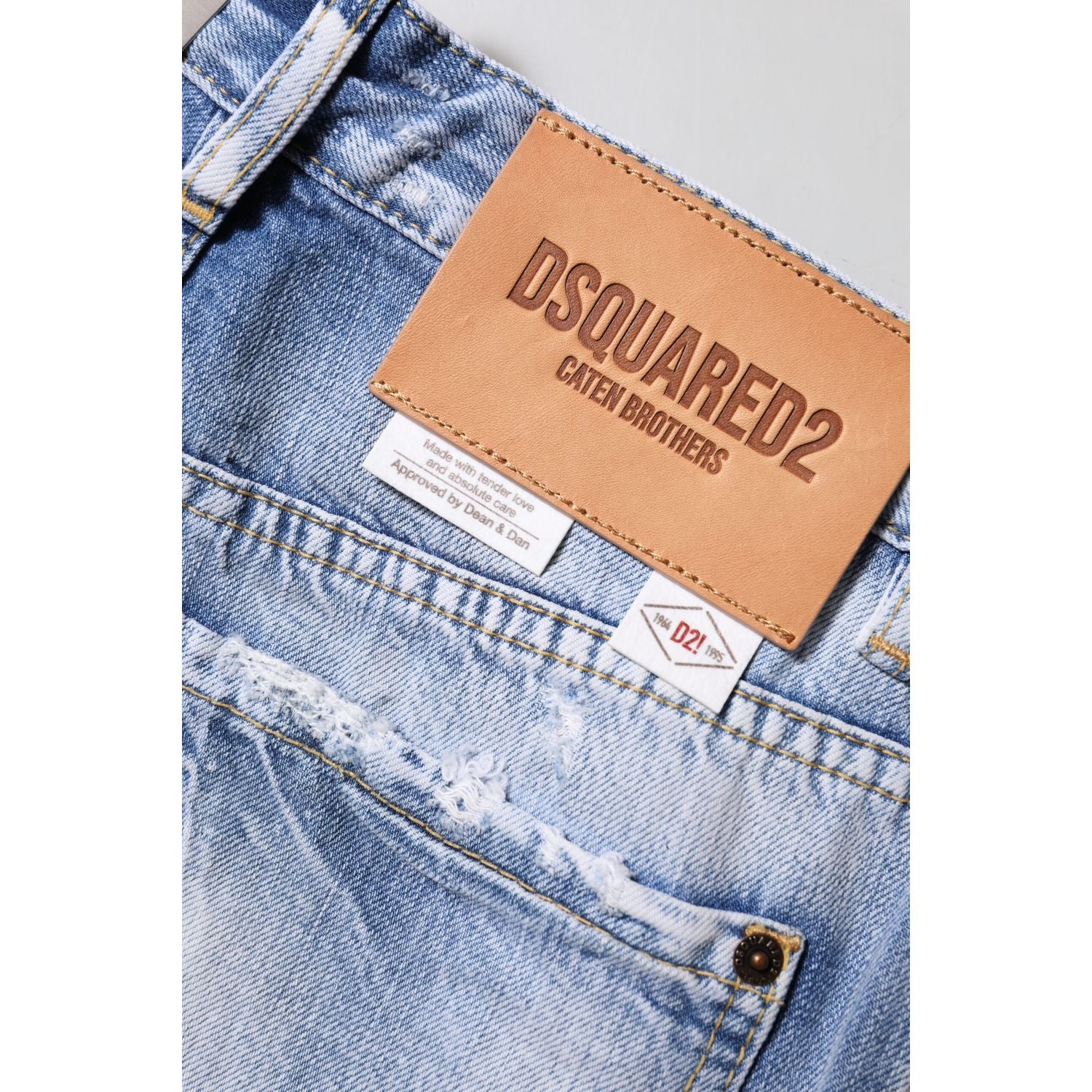 Dsquared² Blue Washed High Waist Wide Leg Jeans