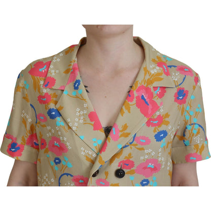 Dsquared² Multicolor Printed Collared Button Front Long Blouse Top 1728,67345645728,Clothing,Dsquared²,IT38 | XS,Material: 100% Viscose,Multicolor,Preowned / Defect,T-Shirts - Clothing,T-Shirts - T-Shirts - Clothing,Tops & T-Shirts - Women - Clothing,Wome