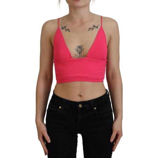 Dsquared² Pink Ribbed Knit Bra Cropped Spaghetti Strap Top 1728,67345645728,Clothing,Dsquared²,IT38 | XS,Pink,Preowned / Defect,Sleeveless - T-Shirts - Clothing,T-Shirts - Clothing,Tops & T-Shirts - Women - Clothing,Women