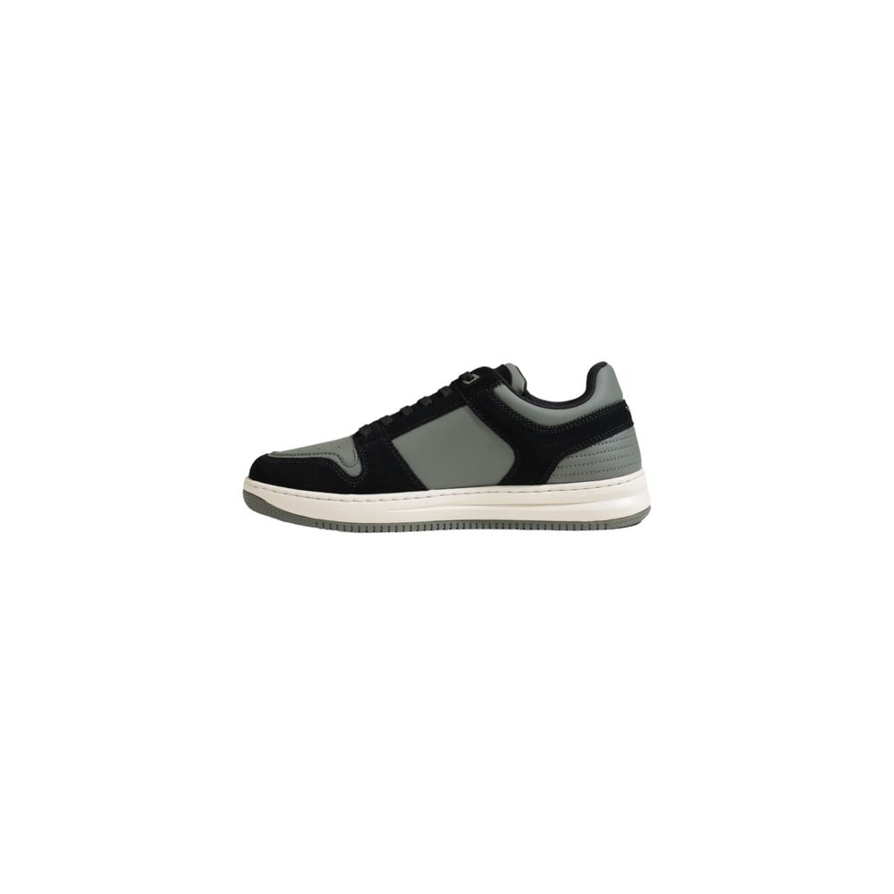 Side view of EA7 Emporio Armani Green Polyester Athletic Sneakers for men with a modern design and breathable fit.