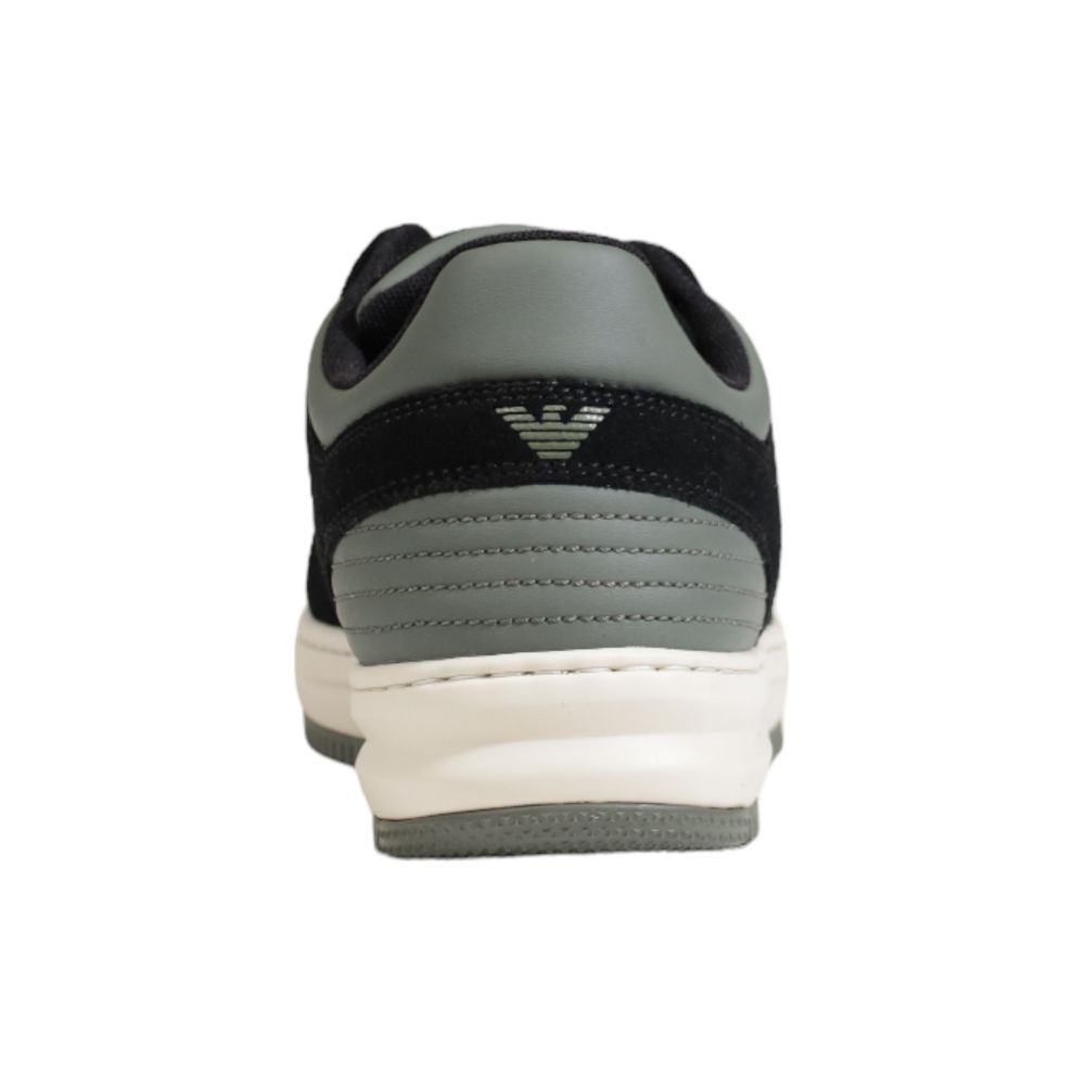 Rear view of EA7 Emporio Armani Green Polyester Athletic Sneakers showcasing logo and modern design.