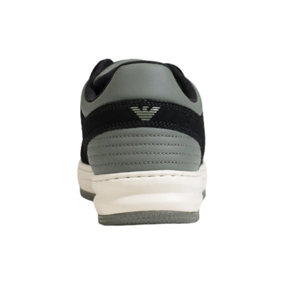 Rear view of EA7 Emporio Armani Green Polyester Athletic Sneakers showcasing logo and modern design.