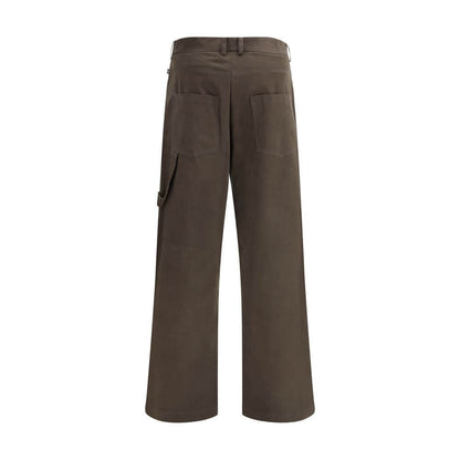 Ella Brown Cotton Casual Pants with classic straight leg, five-pocket styling, front button closure, and regular fit for AW25.