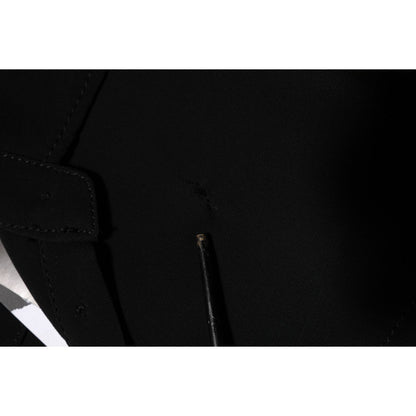 Emporio Armani Black Viscose Blend Shirt Style Belted Dress