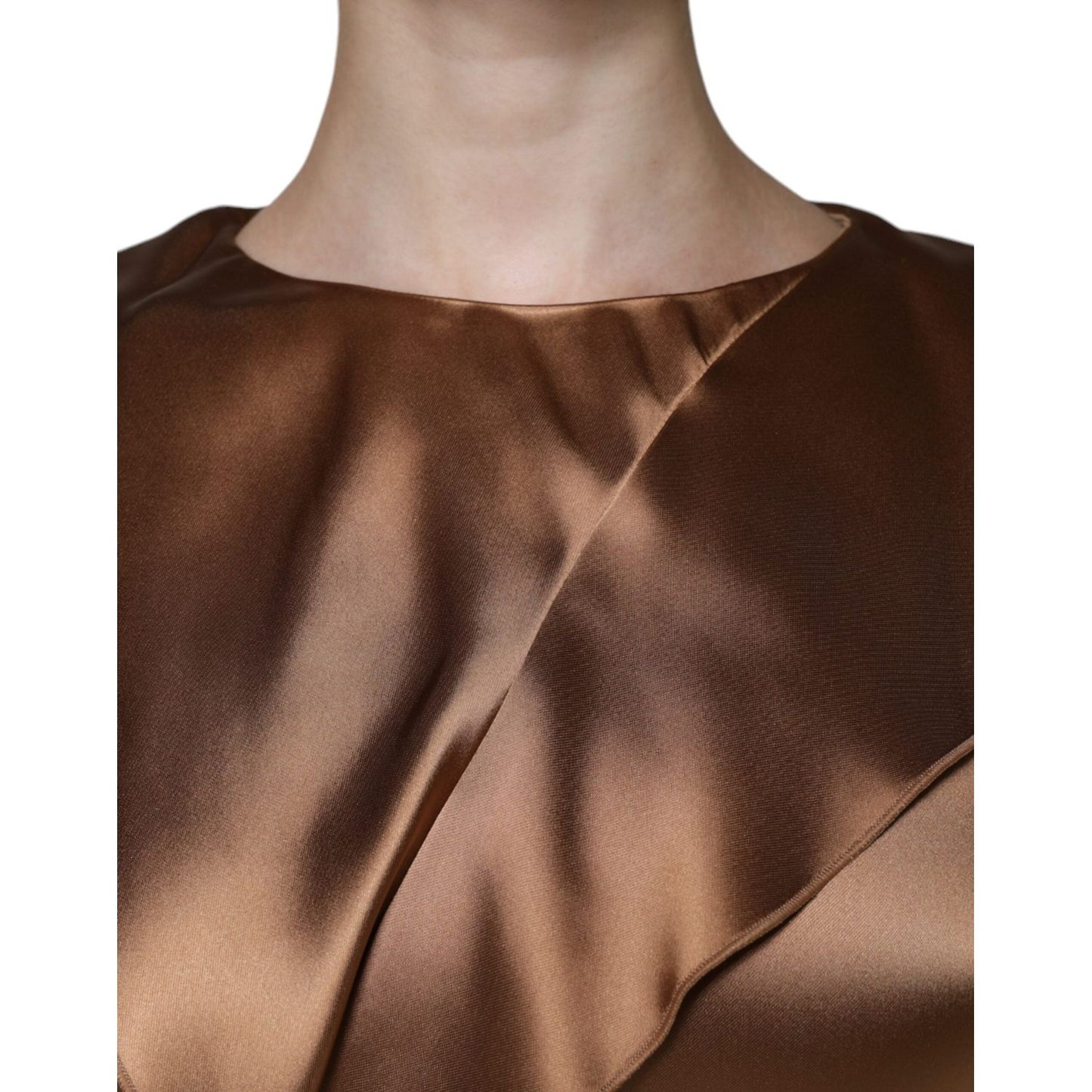 Emporio Armani Brown Satin Long Sleeves Wrap Sheath Mini Dress DR81467-40