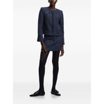 Emporio Armani Jackets Blue navy blazer with sequin embellishment, tweed texture, and long sleeves, perfect for a chic, elegant look.