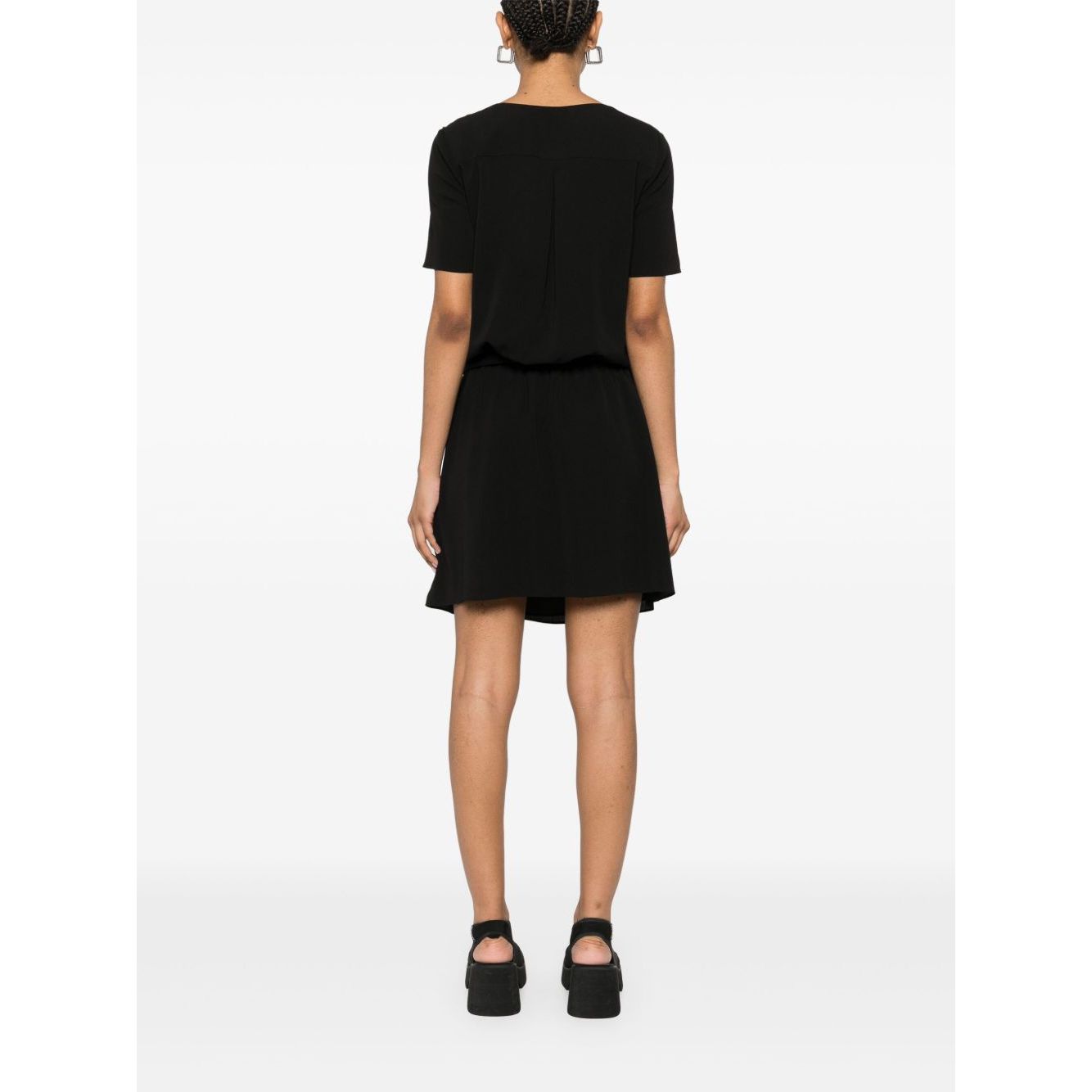 Emporio Armani Short dress with gathered waist and belt in flowing crepe