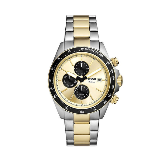 FOSSIL WATCHES Mod. FS6126 with a silver and gold bracelet, featuring a chronograph dial and tachymeter.