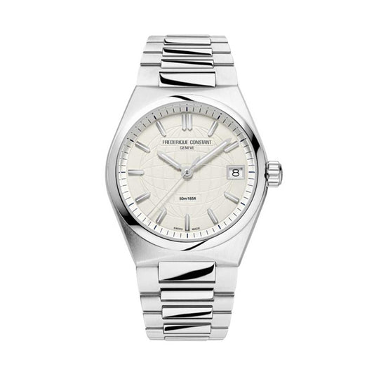 Luxury watch FREDERIQUE CONSTANT MOD. FC-240SI2NH6B with silver bracelet and white dial for sophisticated style.