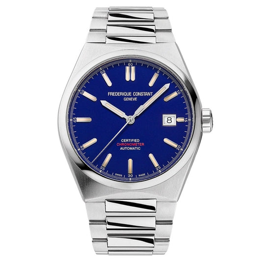 FREDERIQUE CONSTANT MOD. FC-303BLS3NH6B watch with blue dial and stainless steel bracelet, elegant design for luxury timekeeping.