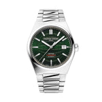 FREDERIQUE CONSTANT Mod. HIGHLIFE AUTOMATIC COSC wristwatch with stainless steel case and bracelet, green dial, date function.