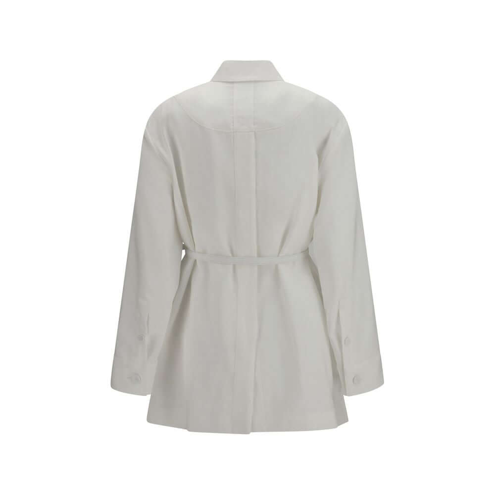 Fendi White Linen Full-Length Jacket