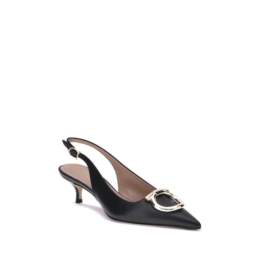 Ferragamo Black Calf Leather Bos Taurus High Heel Pumps