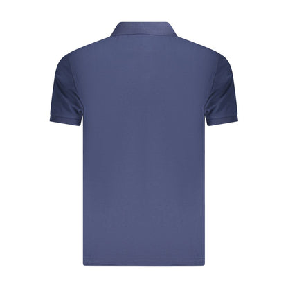 Back view of Fila Blue Cotton Men Polo Shirt with short sleeves and classic collar