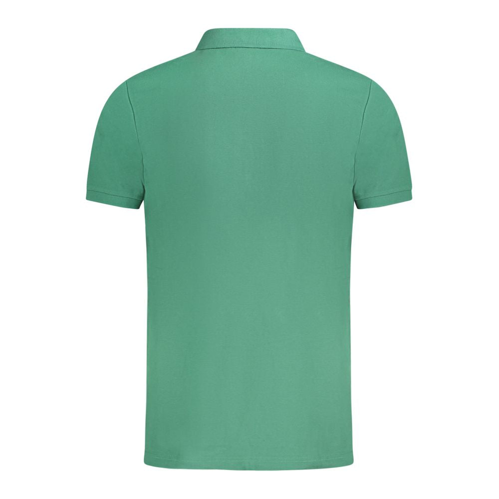 Back view of Fila Green Cotton Men Polo Shirt with subtle Sunchon design and embroidery.