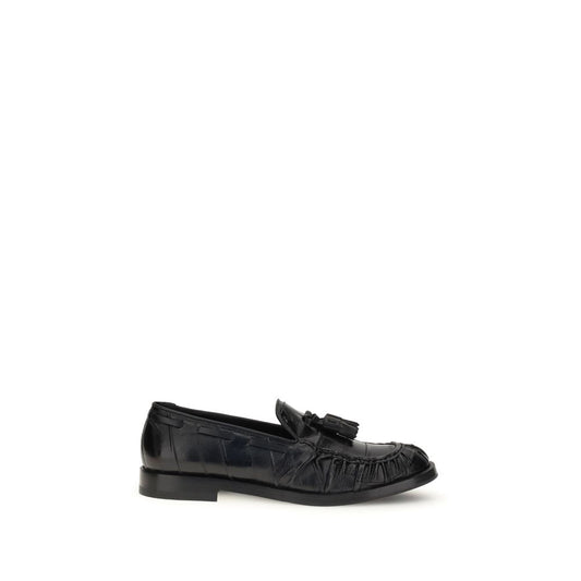 Fratelli Rossetti Black Rubber Slip-On Loafers with tassels and leather upper, ideal for smart casual style. AW25 season.