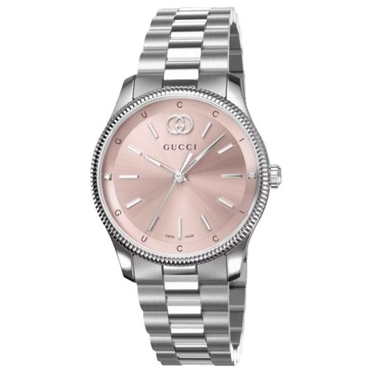 GUCCI MOD. G-TIMELESS SLIM wristwatch with silver band and pink dial